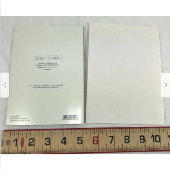 Vtg Anne Geddes Baby Photo Blank Greeting Card Hanging Coin Scale 1995 - Picture 3 of 4